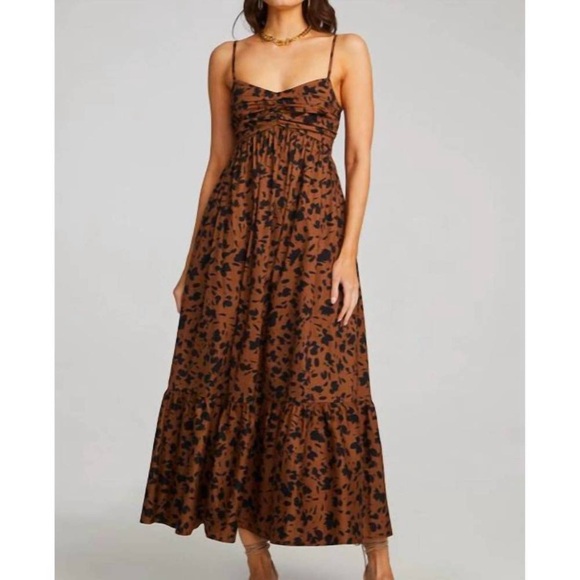 saltwater LUXE Dresses & Skirts - Saltwater Luxe Flora Cotton Maxi Dress  Sleeveless Tiered In Cinnamon Brown